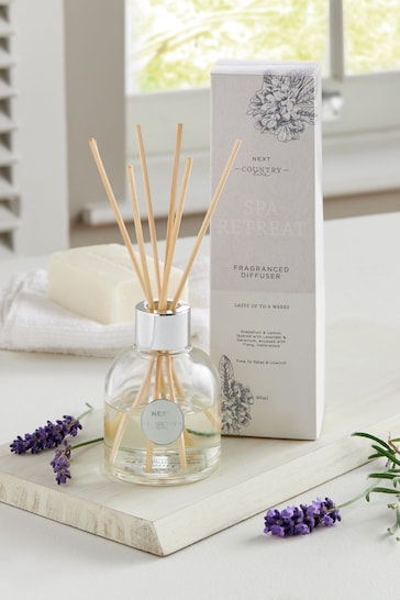 White Country Luxe Spa Retreat 60ml Lavender and Geranium Fragranced Reed Diffuser & Refill Set