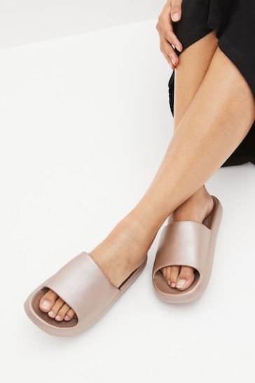 Rose Gold Chunky Slider Sandals