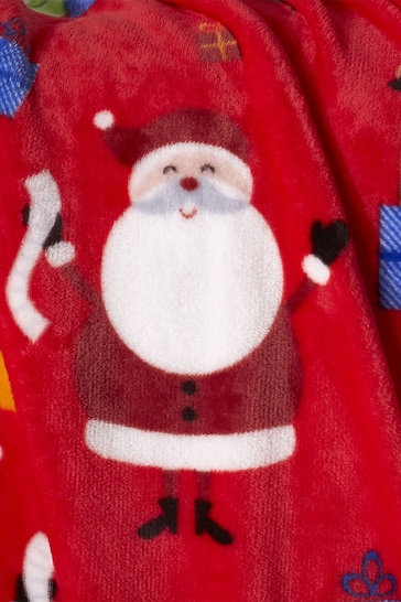 Catherine Lansfield Red Teddy Santa's Christmas Presents Warm And Cosy Fleece Throw
