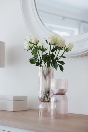 Chapter B Pink Ribbed Glass Dual Vase