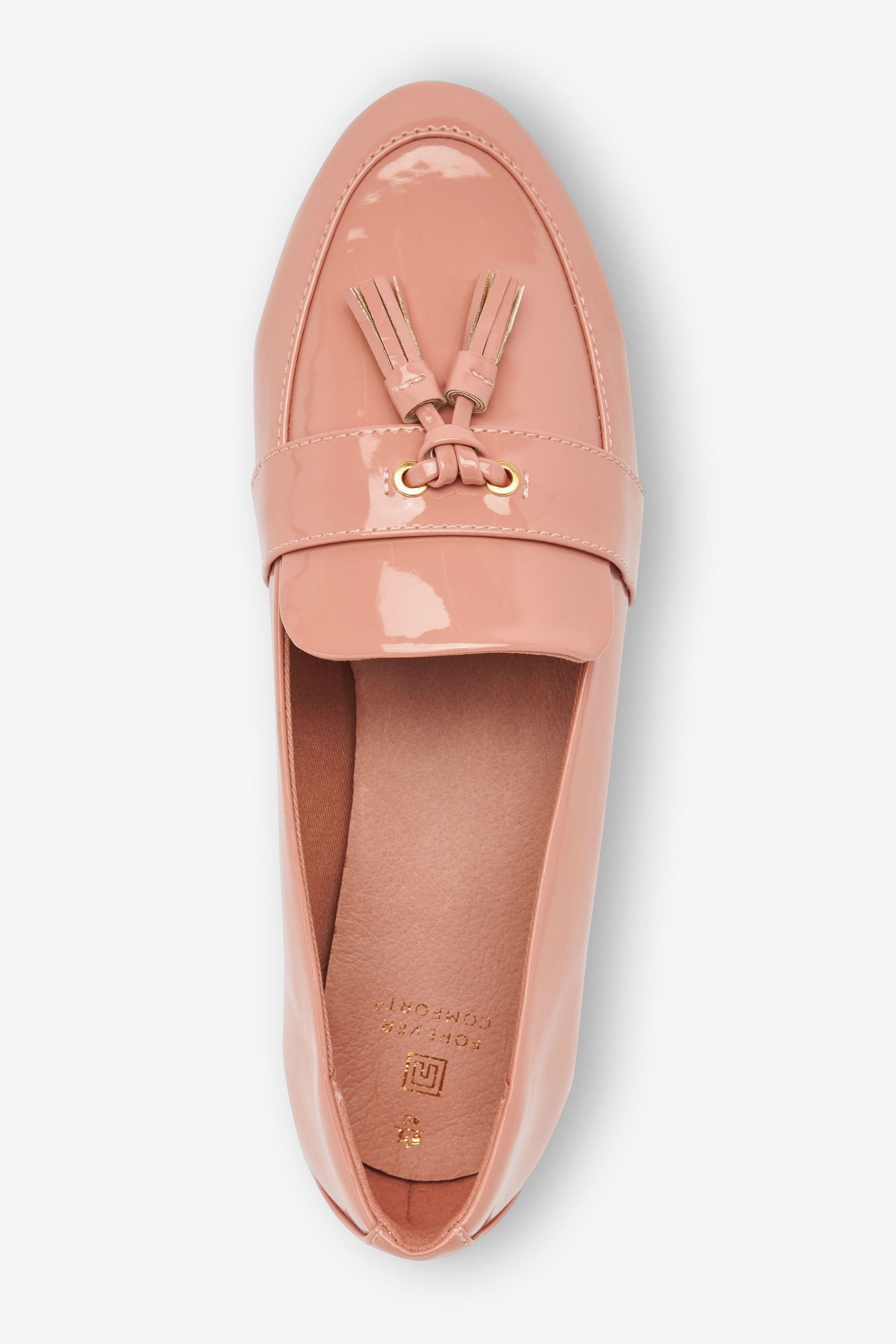Nude patent cheap leather loafers