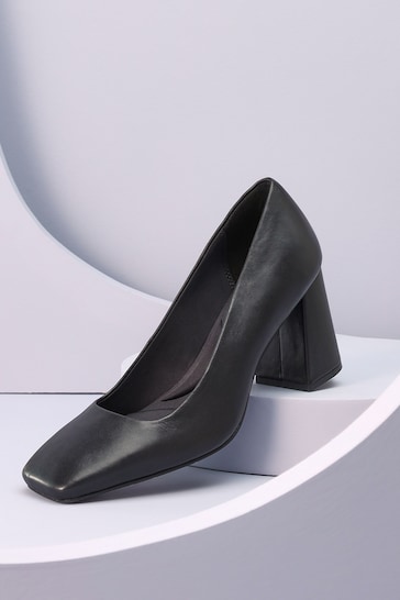 Black Forever Comfort® With Motionflex Square Toe Block Heel Shoes