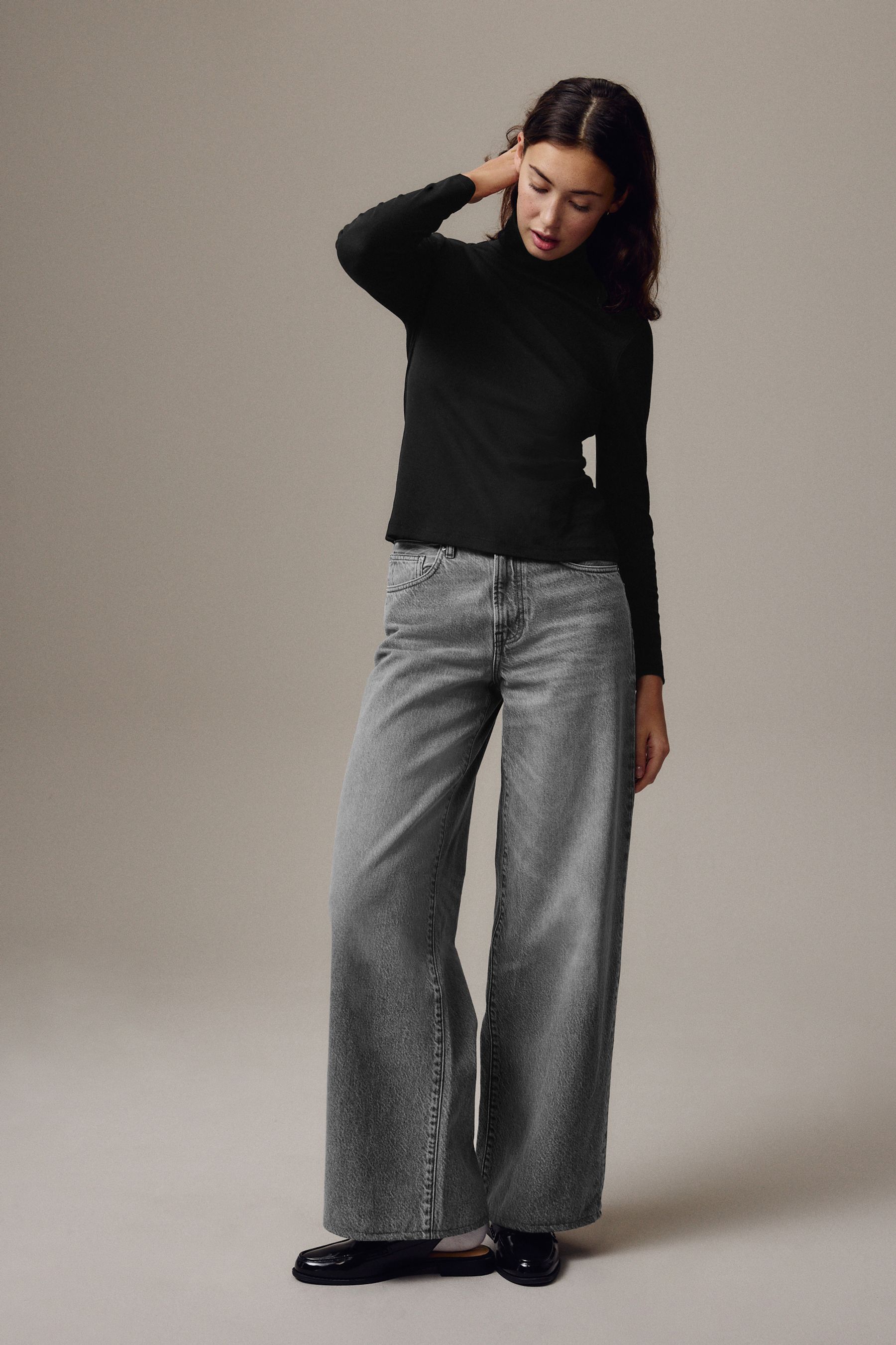 Black long sleeve hotsell roll neck top