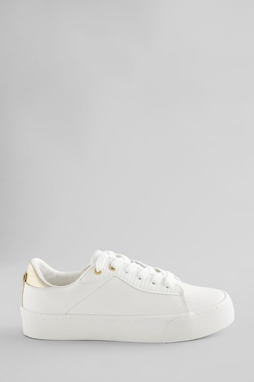 White Signature Leather Chunky Sole Trainers