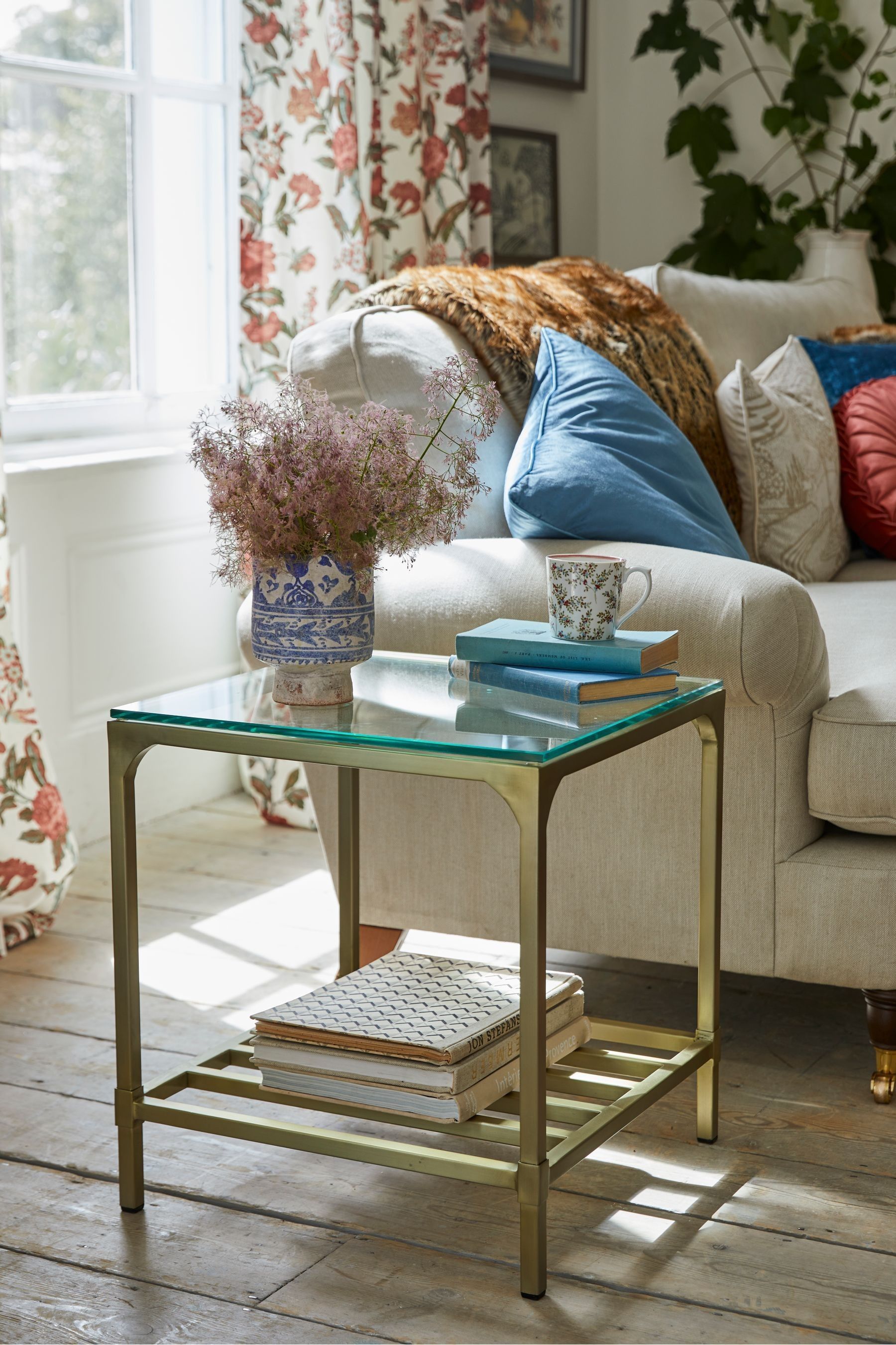 Brass store side table