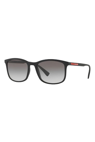 Prada Black Sport Rubberised Square Frame Sunglasses