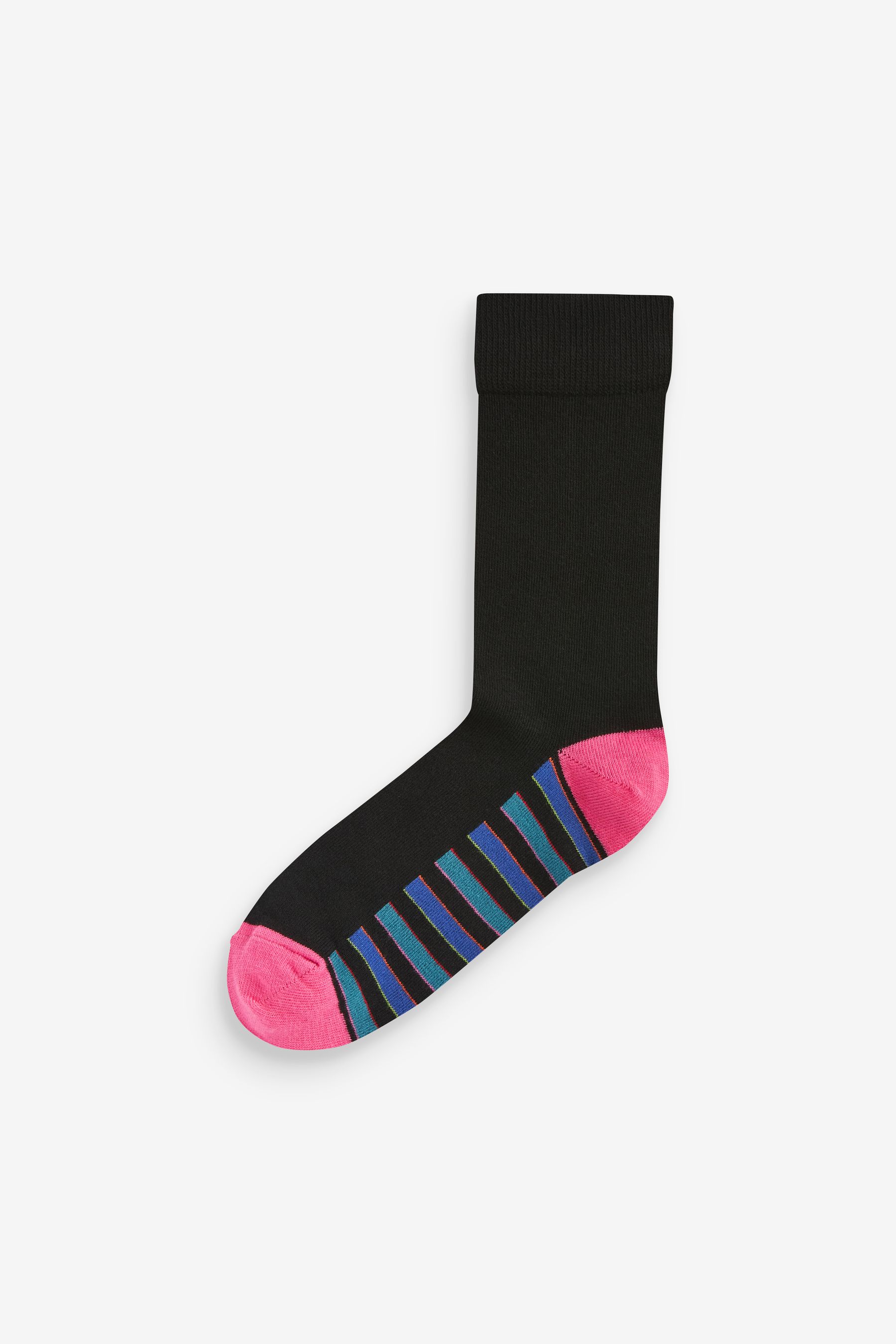 Buy Black Stripe 7 Pack Mens Cotton Rich Socks from the Next UK