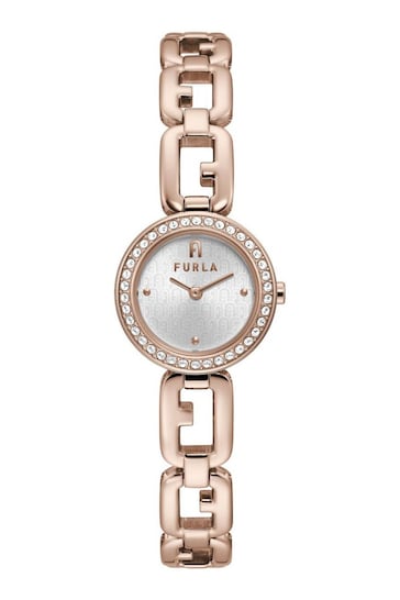 Furla Ladies Silver Toned Arco Chain Watch