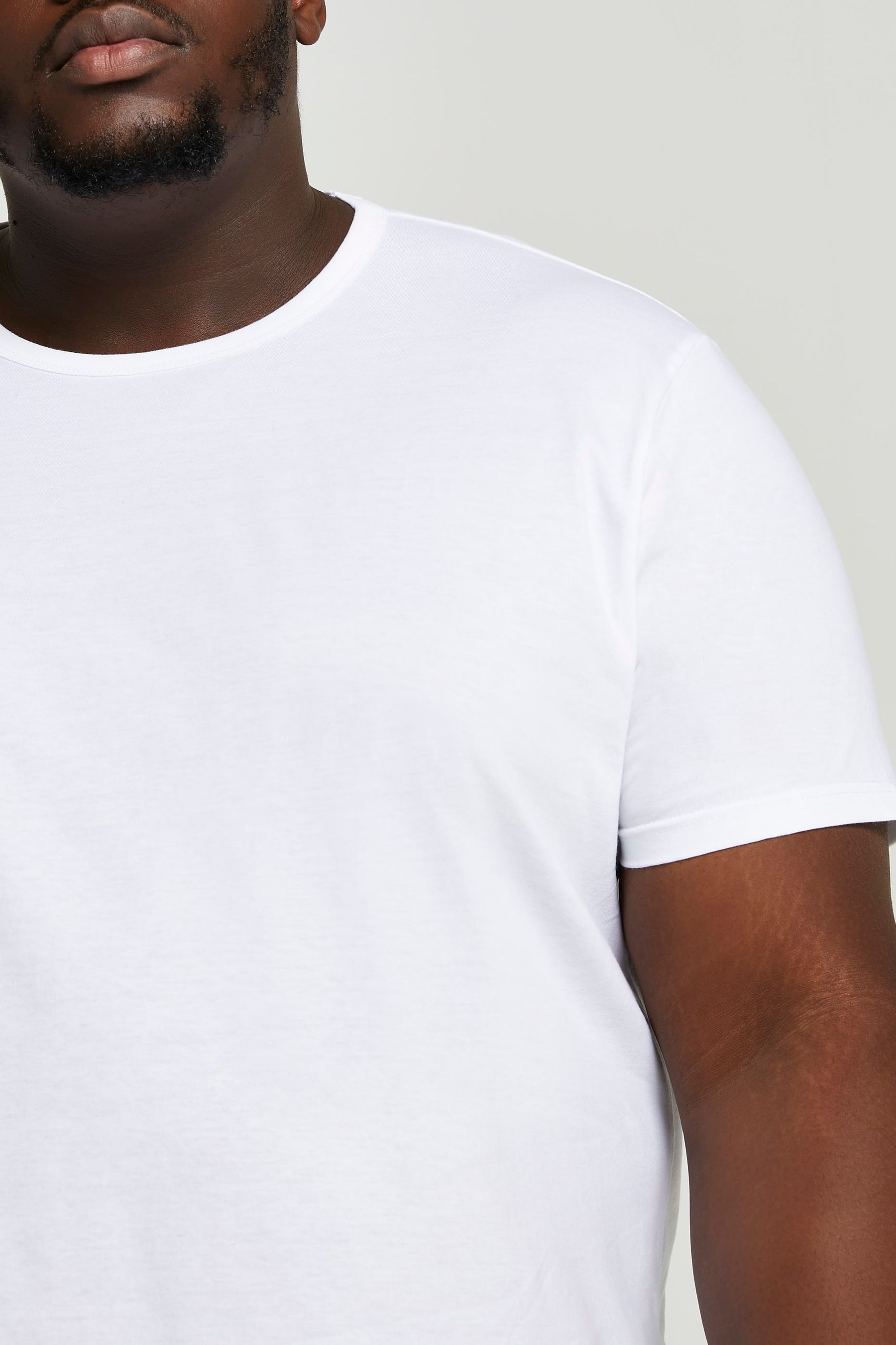 Buy River Island White Slim Fit Big and Tall Curved Hem T Shirt