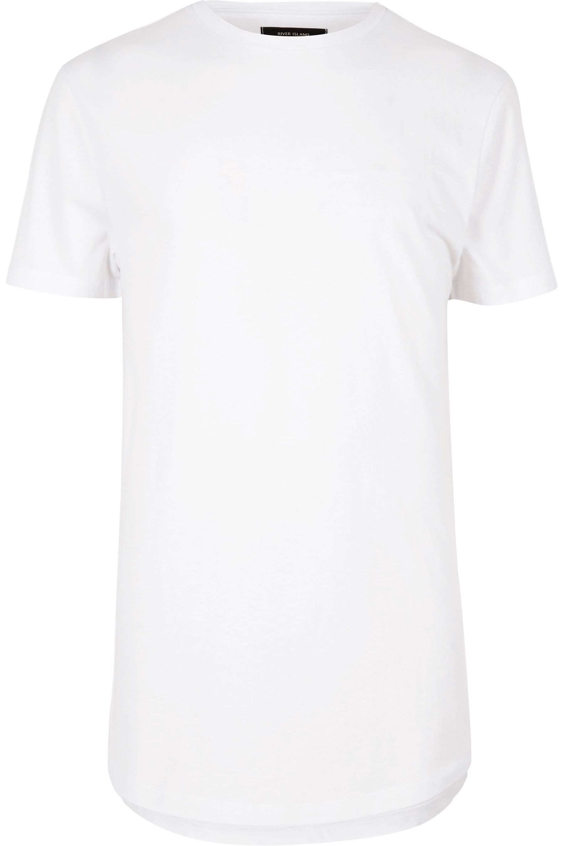 Buy River Island White Slim Fit Big and Tall Curved Hem T Shirt