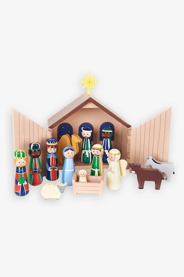 JoJo Maman Bébé Multi Wooden Nativity Set