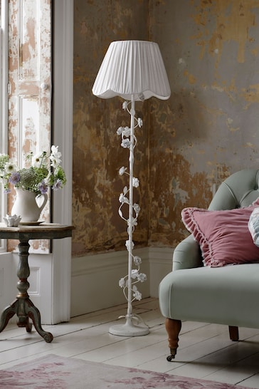 Shabby Chic by Rachel Ashwell® White Distressed Floral Floor Lamp