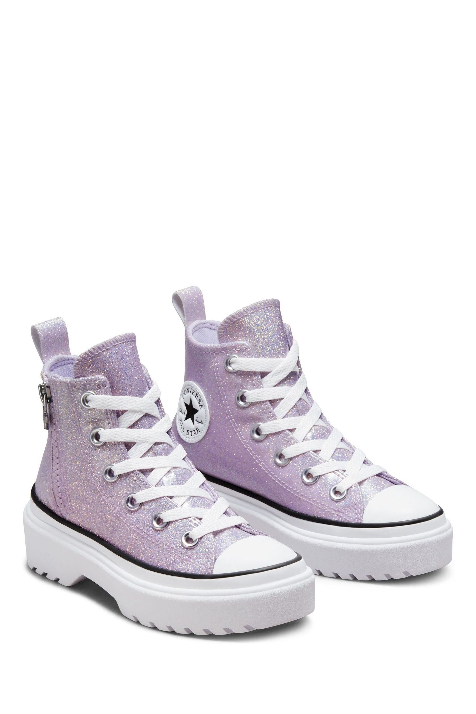 Buy Converse Lilac Purple Lugged Glitter Lift Junior Trainers from