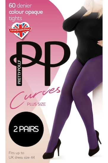 Pretty Polly 2 Pack 60 Denier Curves Plush Opaque Tights