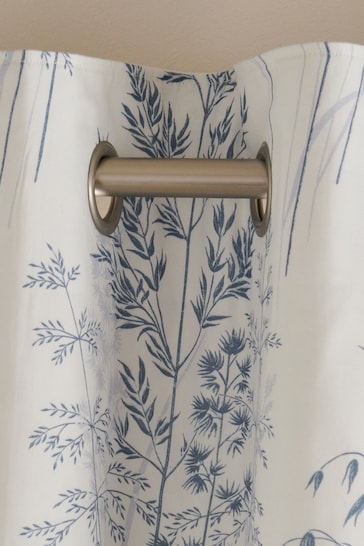 White/Blue Floral Next Cotton Floral Eyelet Blackout/Thermal Curtains
