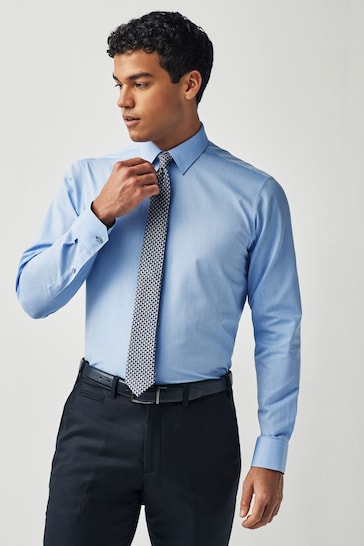 Blue/Fish Print Easy Care Shirt And Tie Pack