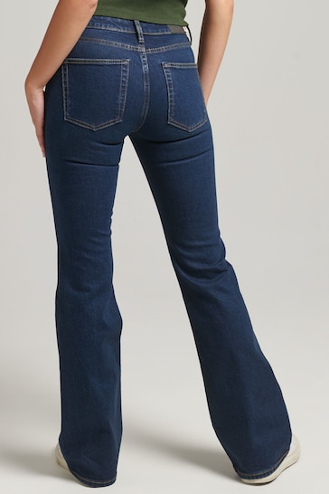 Superdry Blue Mid Rise Slim Flare Jeans