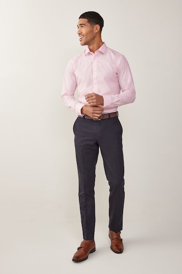 Pink Slim Fit Easy Care Single Cuff Shirt