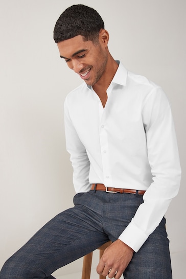 White Regular Fit Easy Care Single Cuff Shirt