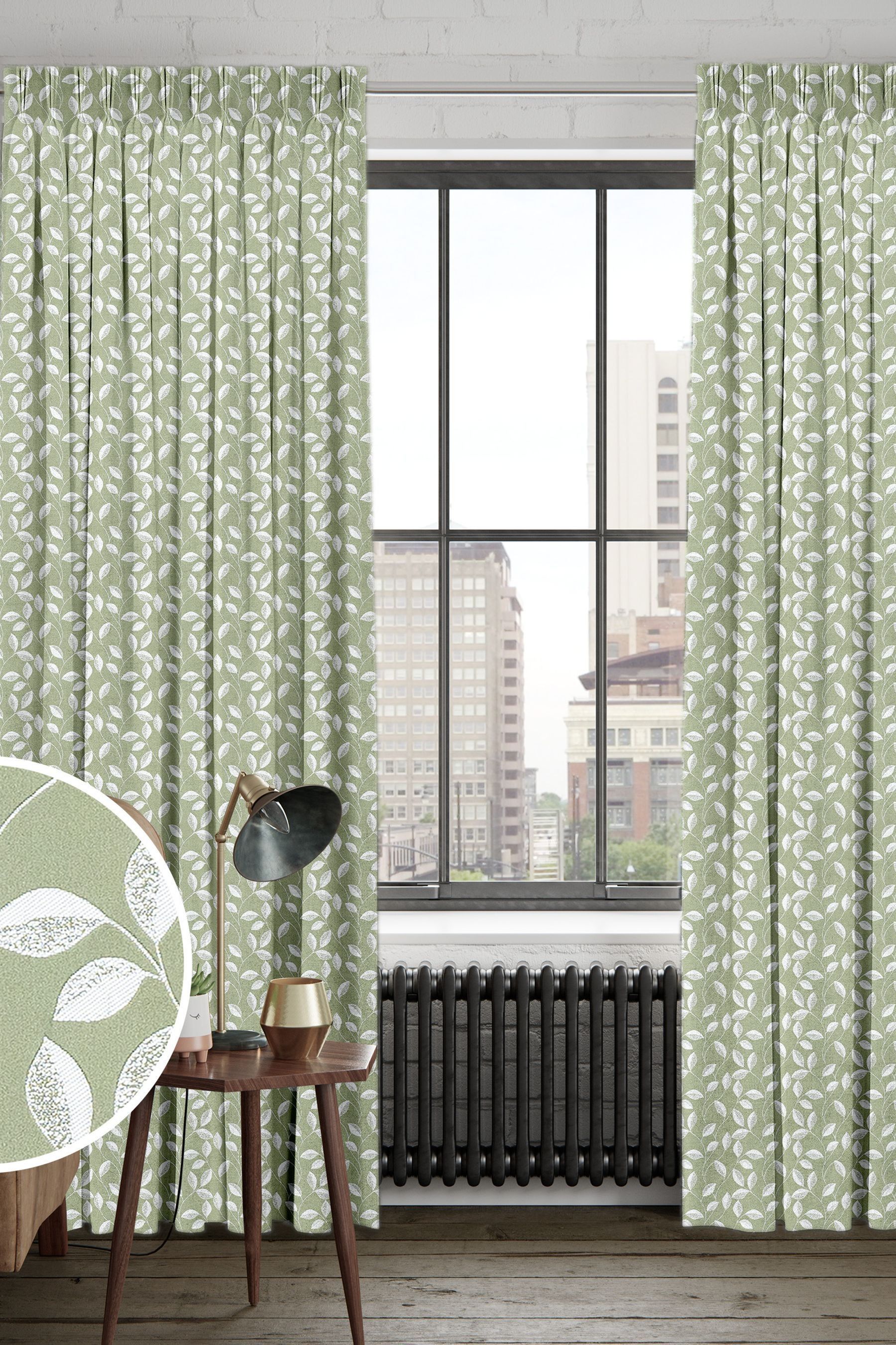 Green patterned curtains hot sale