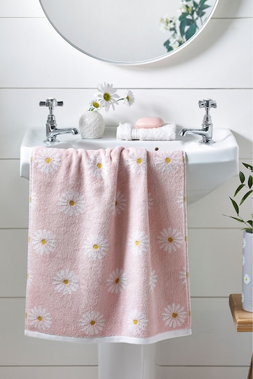 Pink Daisy 100% Cotton Towel