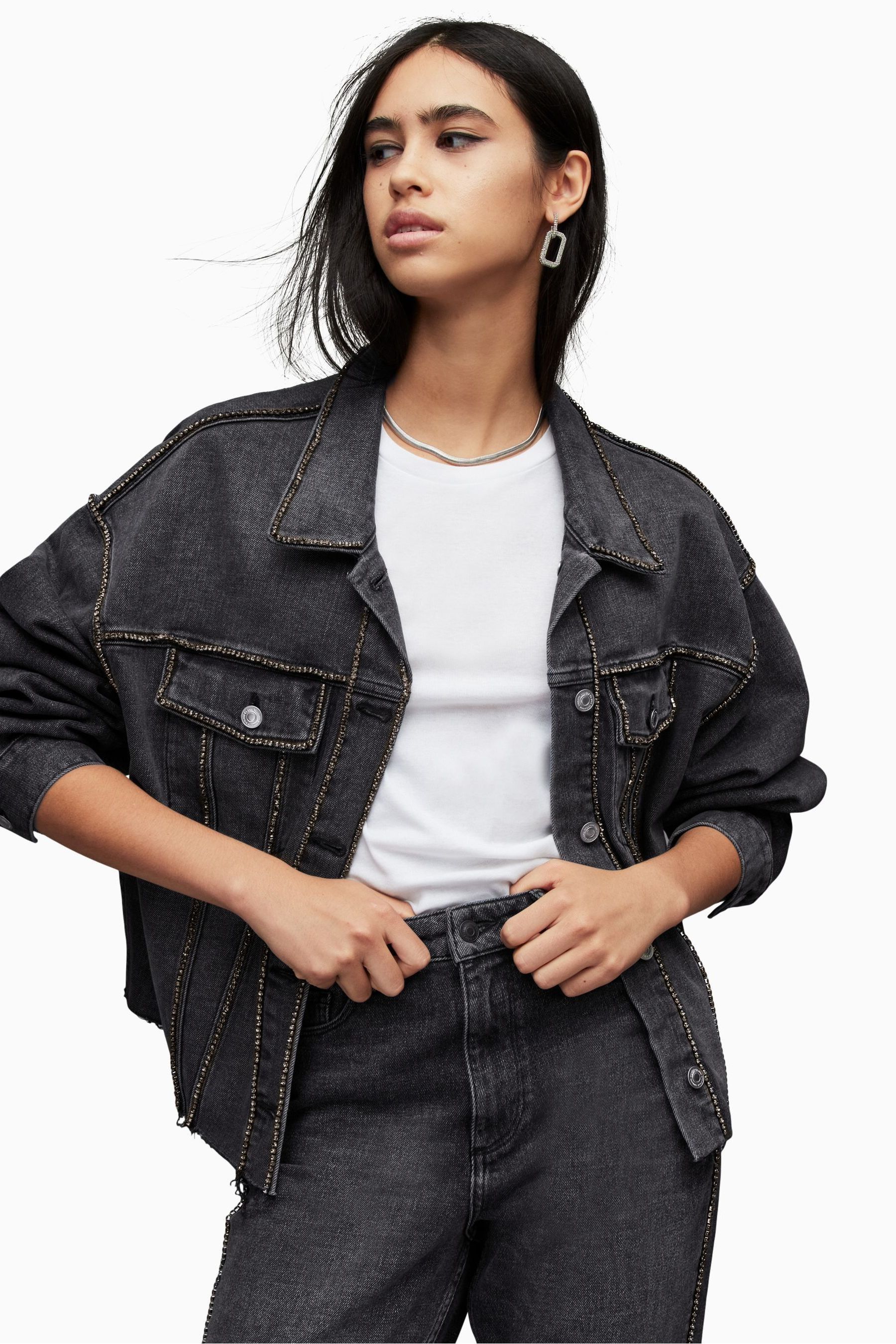 AllSaints Piper Diamante Black Jacket