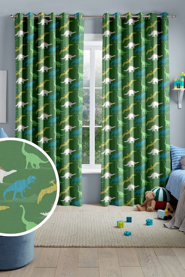 Green Kids Multi Dino Made To Measure Curtains