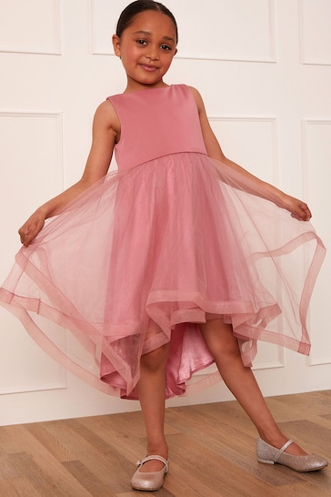 Chi Chi London Pink Younger Girls Tulle Layered Midi Dress