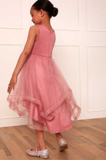 Chi Chi London Pink Younger Girls Tulle Layered Midi Dress