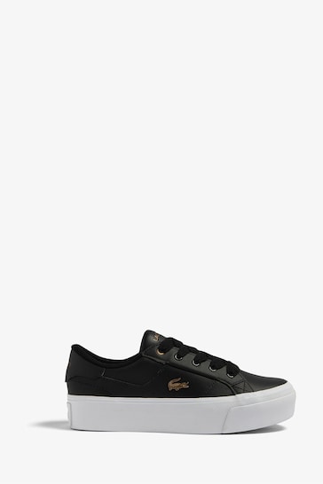 Lacoste Womens Black/White Ziane Platform Leather Trainers