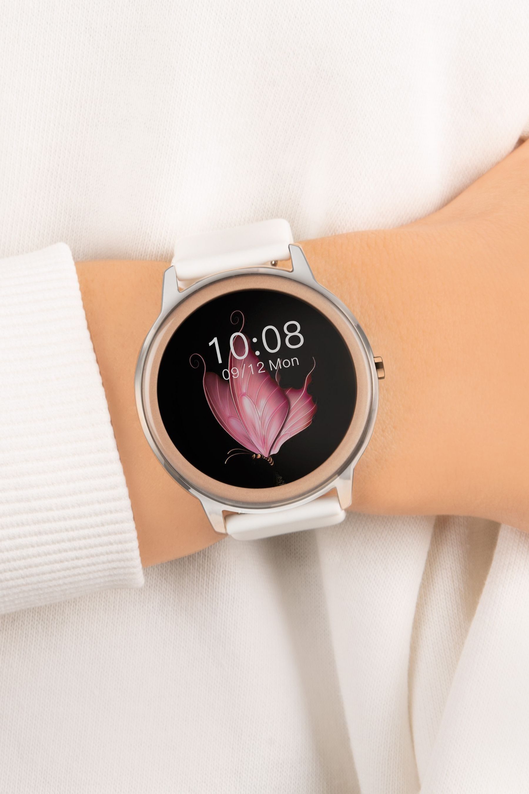 Ladies smart watch silver top