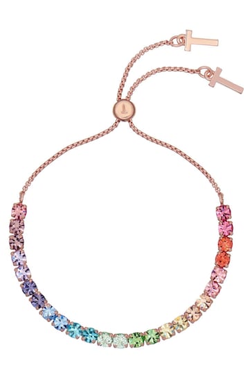 Ted Baker Gold Tone/Rainbow MELRAH: Crystal Adjustable Tennis Bracelet For Women