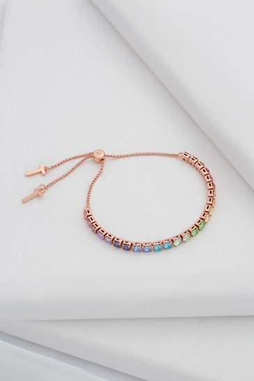 Ted Baker Gold Tone/Rainbow MELRAH: Crystal Adjustable Tennis Bracelet For Women