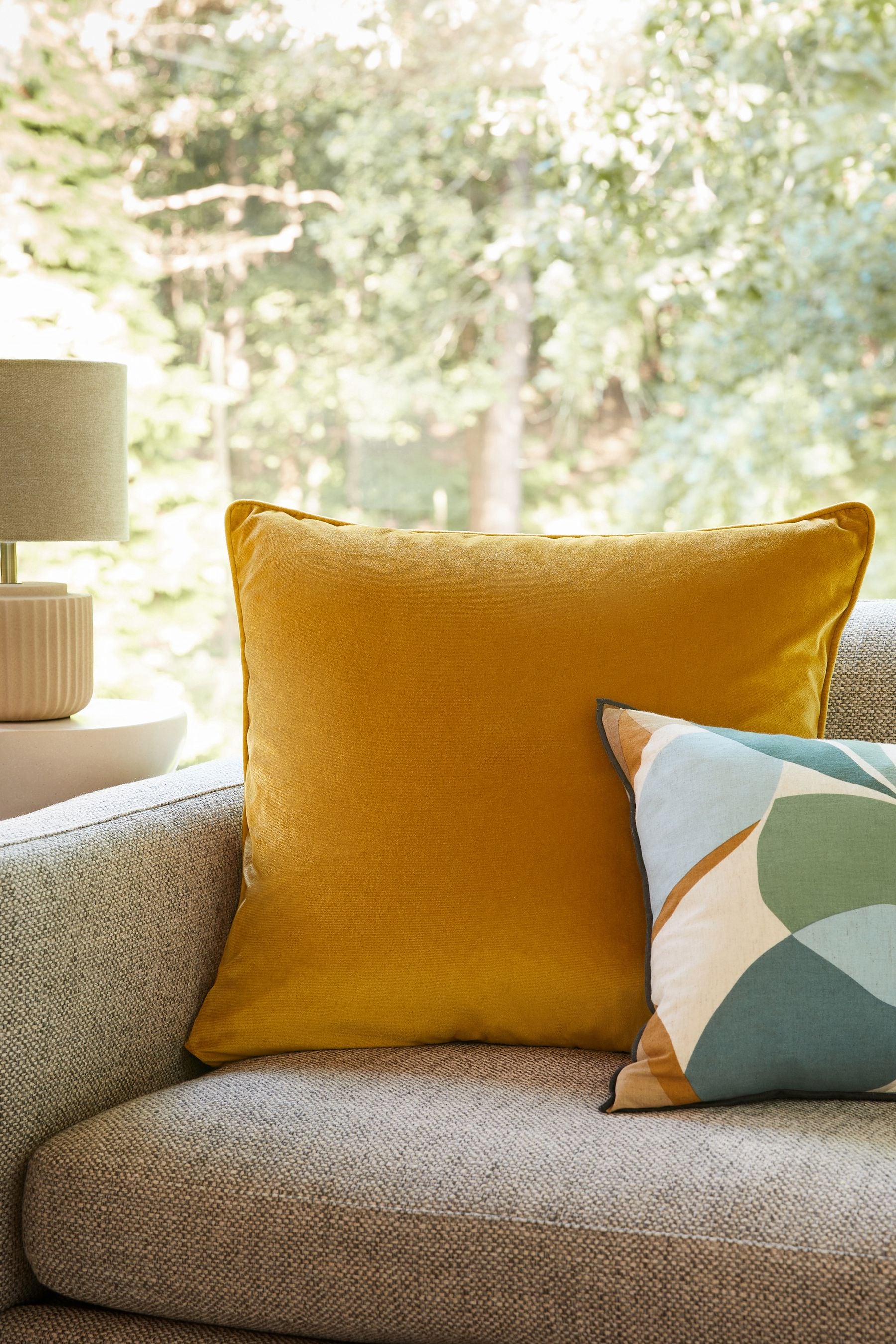 Dark sales mustard cushions