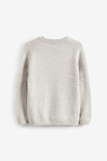 Grey With Stag Textured Crew Jumper (3-16yrs)