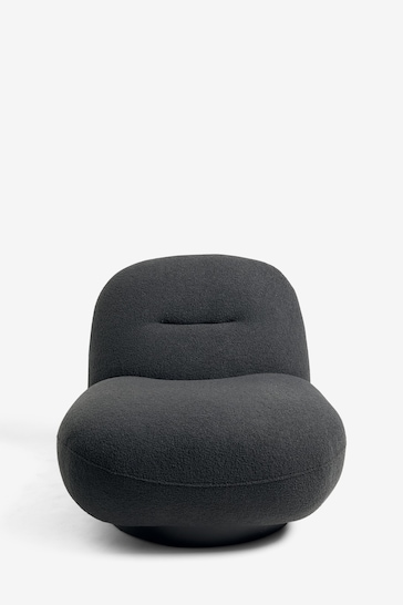 Soft Cosy Boucle Black Otis Swivel Accent Chair
