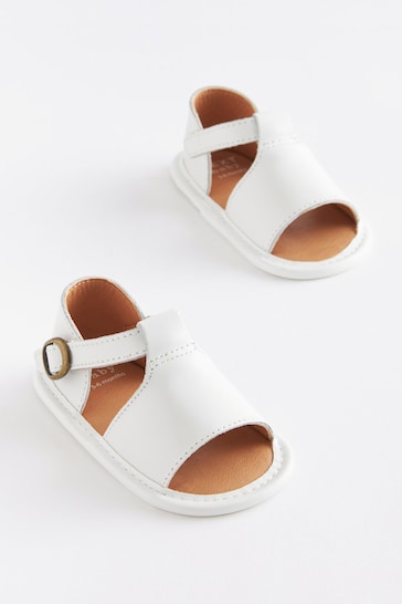 White Leather Pram Sandals (0-24mths)