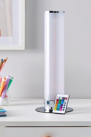 glow Chrome Galaxy Cylinder Table Lamp