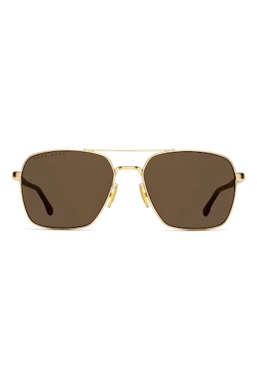 BOSS Brown Lens Rectangular Double Bridge Sunglasses