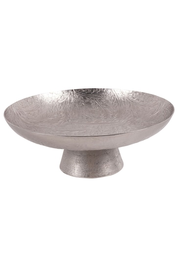 Laura Ashley Pewter Grey Winspear Leaf Embossed Round Footed Bowl