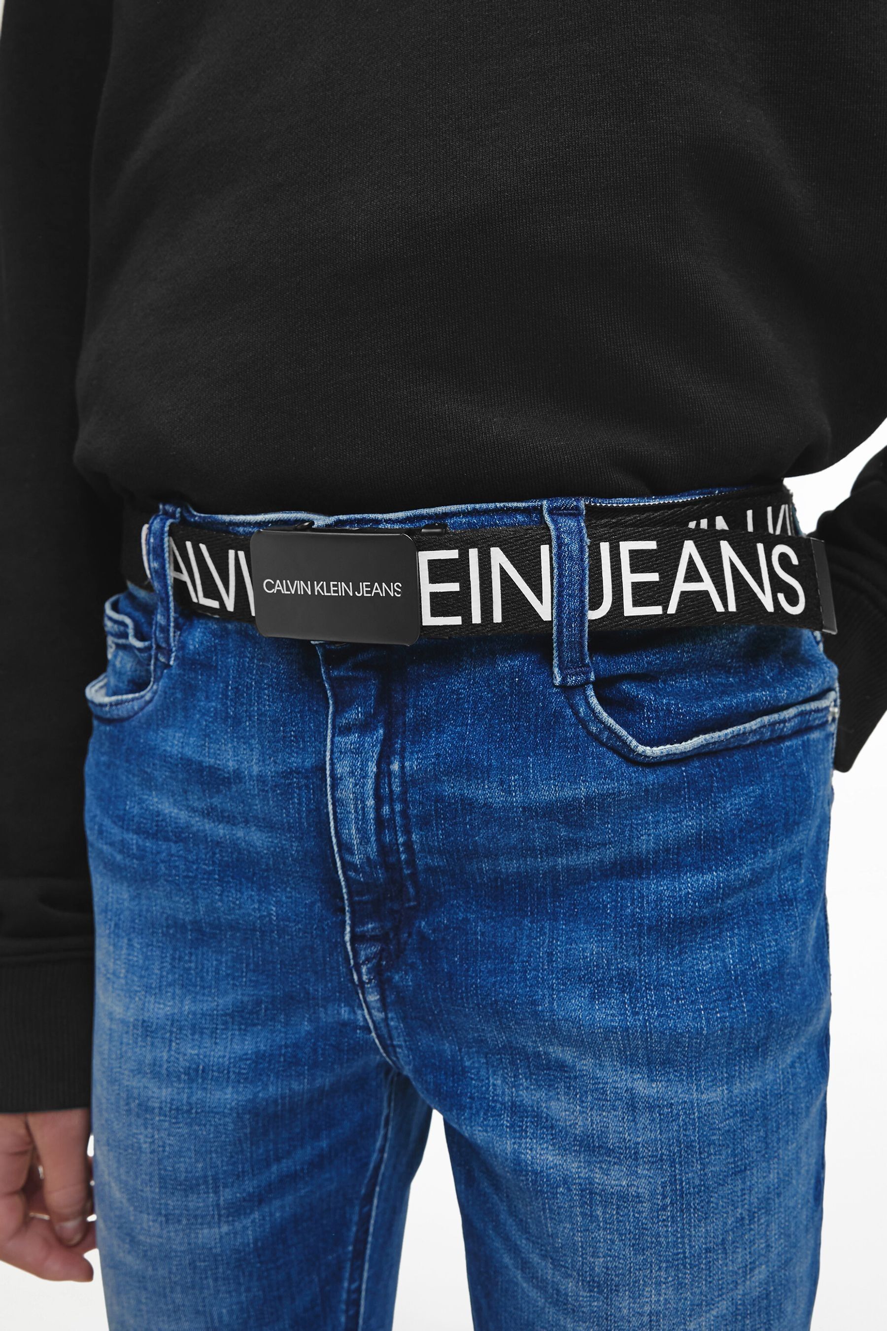 Buy Calvin Klein Jeans Boys Black Canvas Logo Belt from the Next