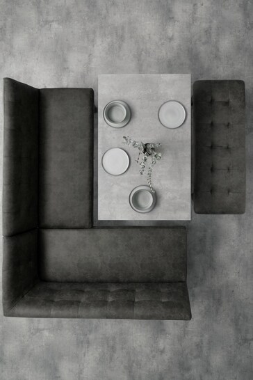 Dark Grey Cole Ceramic Effect And Upholstered Space Left Hand Corner Saving Dining Bench Set