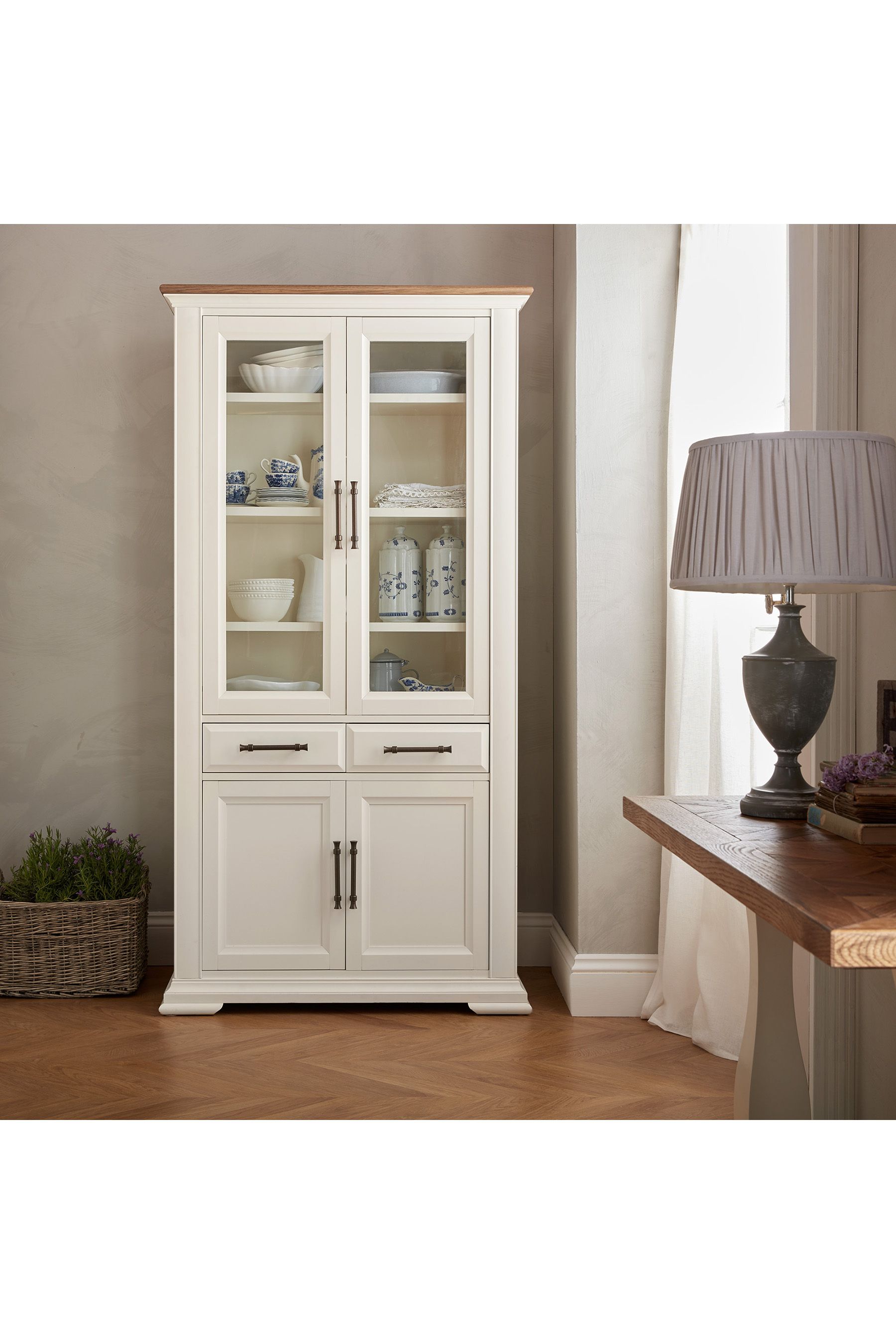 Two tone curio hot sale cabinet
