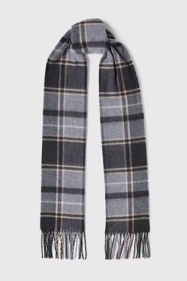 Buy MOSS Grey Check Recycled Cashmink Scarf from the Next UK online shop