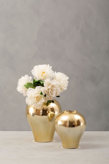 Fifty Five South Gold Finish Small Ceramic Vase