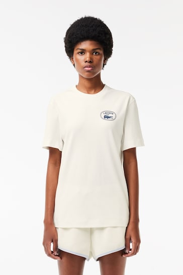 Lacoste Womens Cream Signature Logo T-Shirt