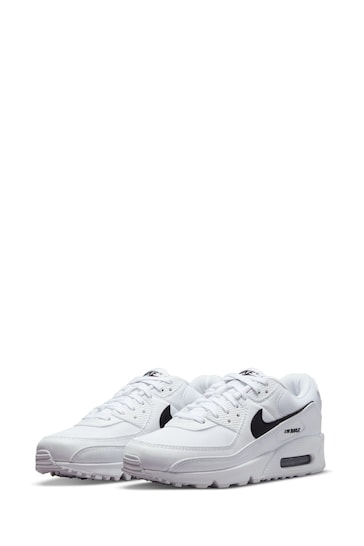Nike White/Black Air Max 90 Trainers
