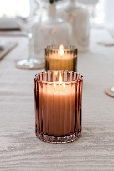 Chapter B Pink Ribbed Glass Candle