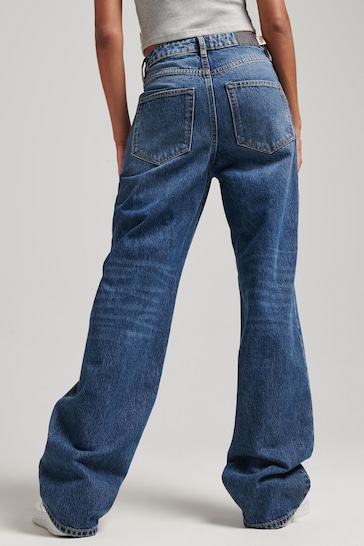 Superdry Light Blue Organic Cotton Wide Leg Jeans