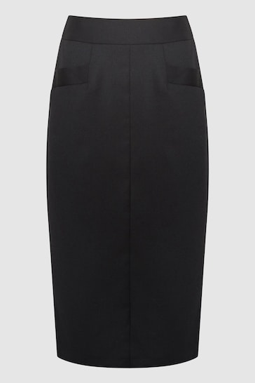 Reiss Black Haisley Petite Tailored Pencil Skirt